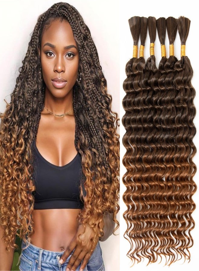 FCHLHFC Deep Wave Bulk Hair 6 Bundles/Pack 200g 18 Inch No Weft Deep Wave Bulk Hair for Braiding Extensions for Boho Braids Natural Black Wet and Wavy（T30#） - Image 1
